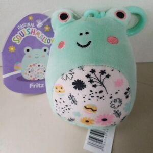 Squishmallow  3.5' Clip On Keychain Plush Fritz the Frog New With Tag A+ Seller!